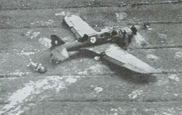 PZL. P23 Karas de la Fuerza Aérea Polaca derribado cerca de la frontera con Prusia Oriental