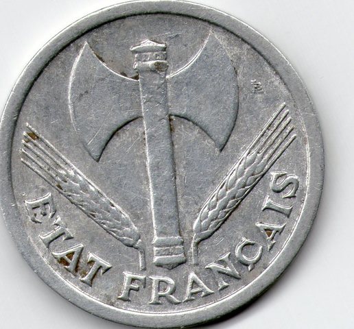 Reverso de la moneda de 2 Francos