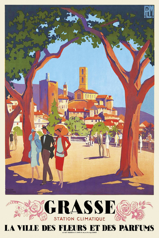 Vintage Francais Affiche De Voyage Grasse 1920s Retro Parfum Fleurs Riviera Ebay