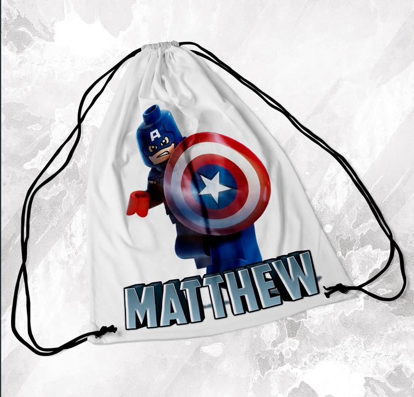 Personalised Drawstring Bag Any Name Iron Man Swimming School Nursery PE Gift 1