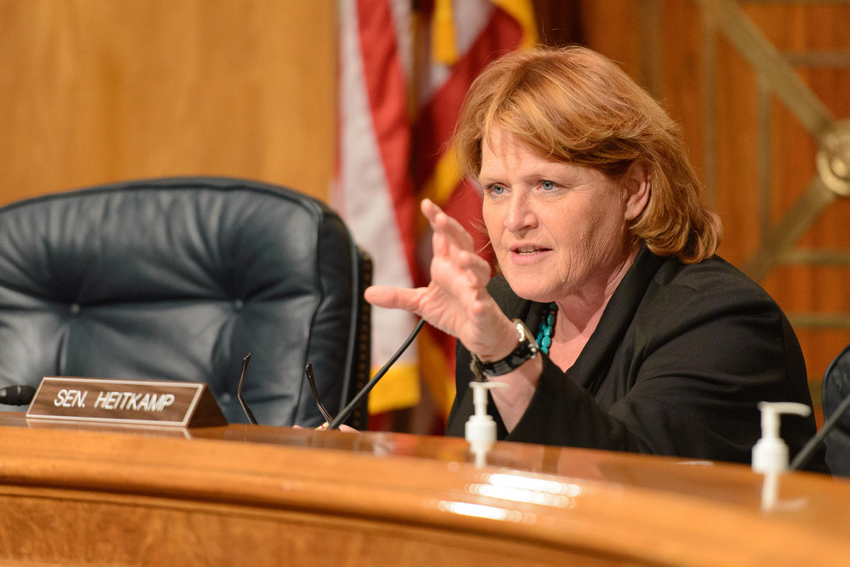 Democratic Senator Heidi Heitkamp putting her words