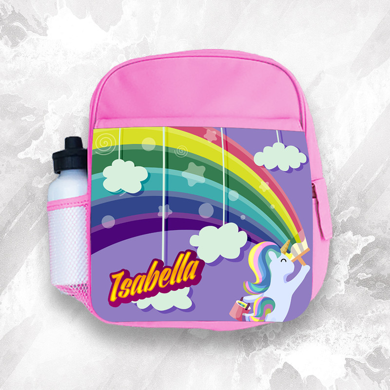 Personalised Kids Backpack Any Name Unicorn Girl Childrens Back To School Bag
