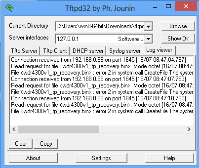 TFPD64 log ekranı