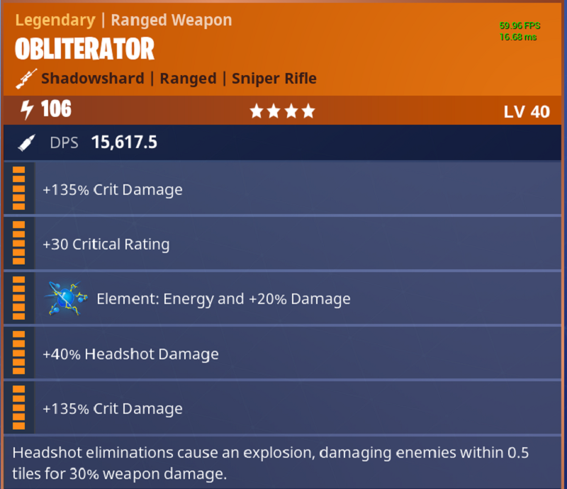 Obliterator 4 Stars Maxed Fortnite - sniper rifle military a slow firing sniper rifle with high base damage and a heavy kick its shots pierce through walls and husks alike and can quickly