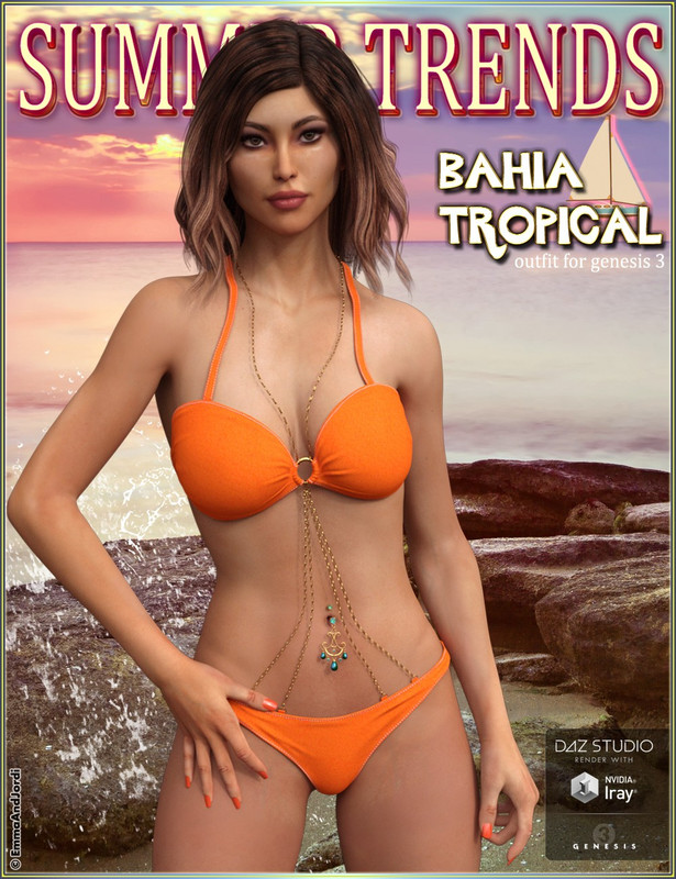 00 main bahia tropical outfit for genesis 3 females daz3d