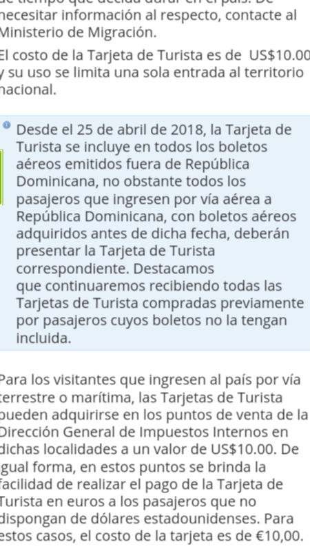 República Dominicana: tasas de entrada y salida - Foro Punta Cana y República Dominicana