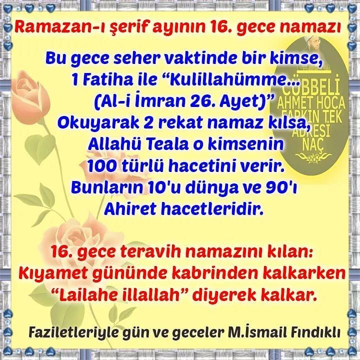 Var mısınız ramazan boyunca her gece bir namaz her gün de bir