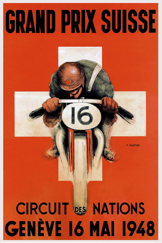 Grand Prix Suisse Vintage motor racing advert  poster reproduction.