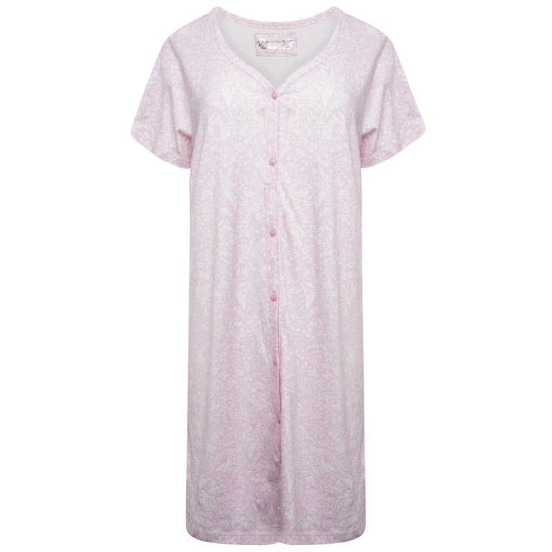 Pink Gorgeous Gorgeous Ladies Short Sleeved Floral Print Mid Length Nightdress