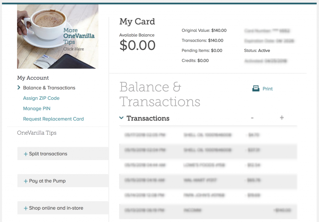 And You Will See Your Card Balance Like This