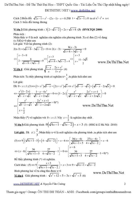 Giải phương trình vô tỷ ( chứa căn ) bằng phương pháp liên hợp