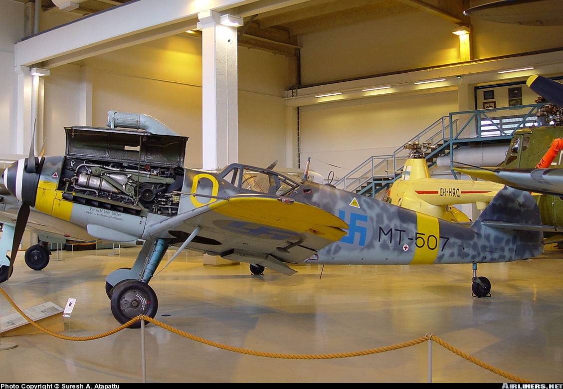 Messerschmitt Bf 109 G-6 Y Nº de Serie 167271 Yellow 0 conservado en el Central Finland Aviation Museum en Tikkakoski, Finlandia